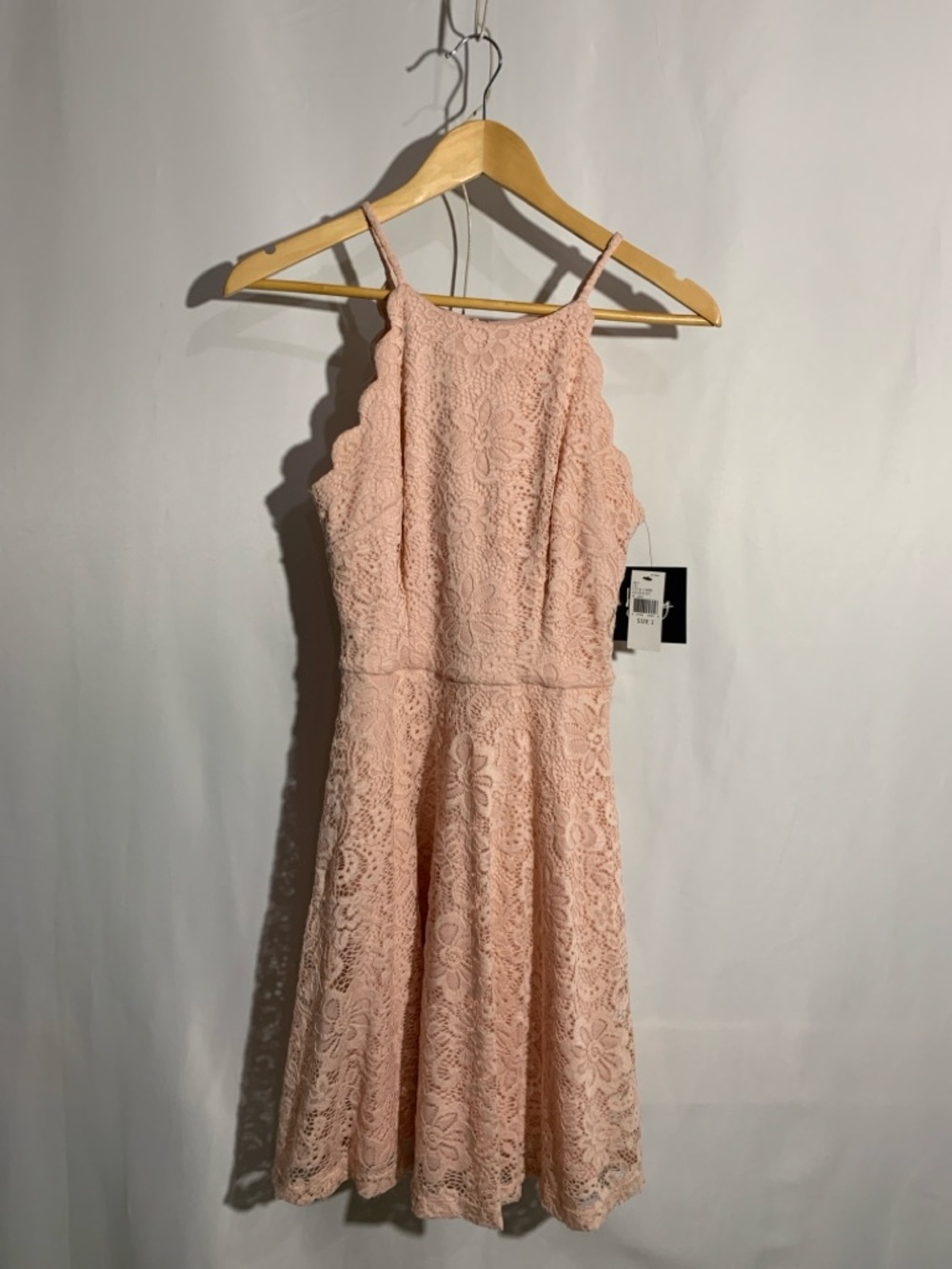 by & by Blush Pink Lace Midi Dress